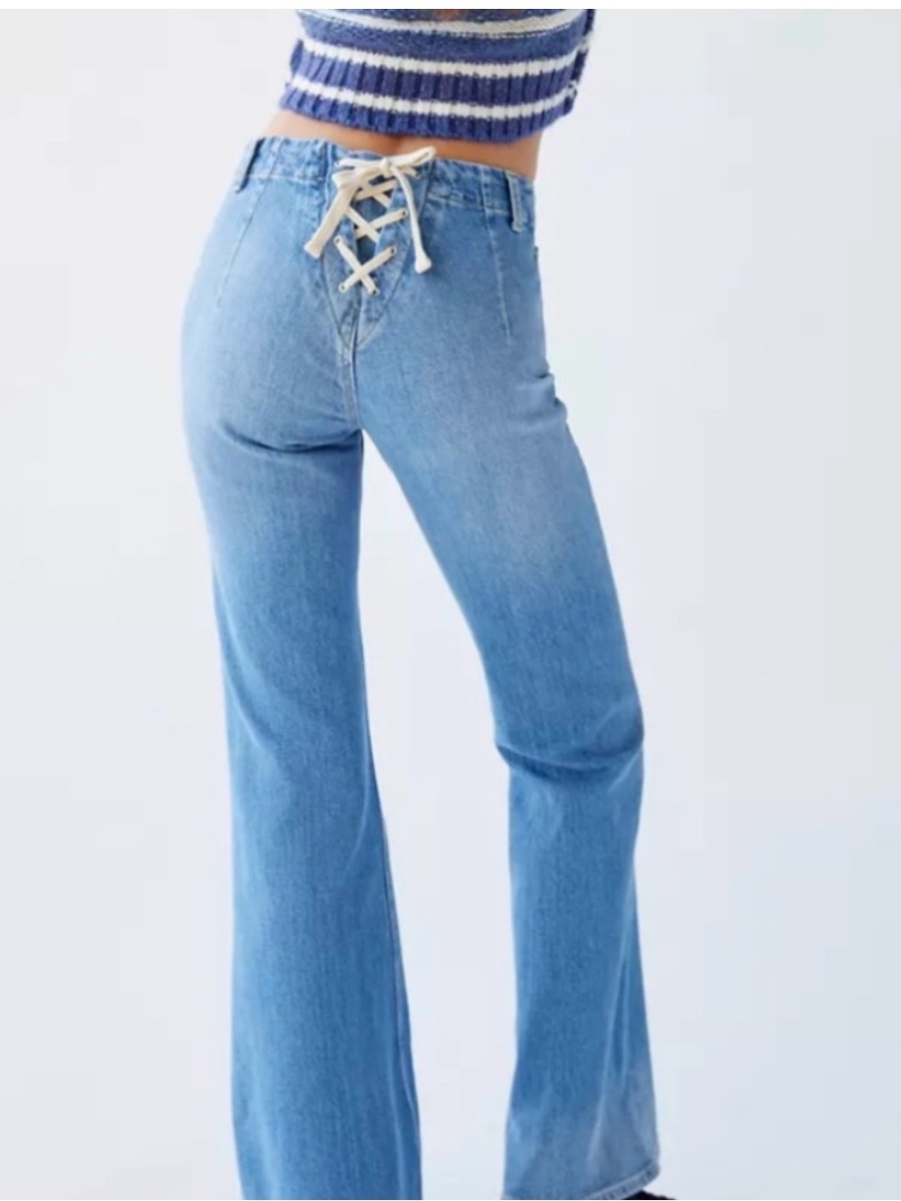 BDG Urban Outfitters Lace Up Back Flare Raw Hem Y2K Jeans Sz24